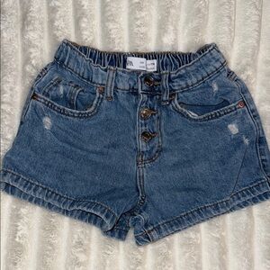 Zara Blue Jean Shorts with Button Detail